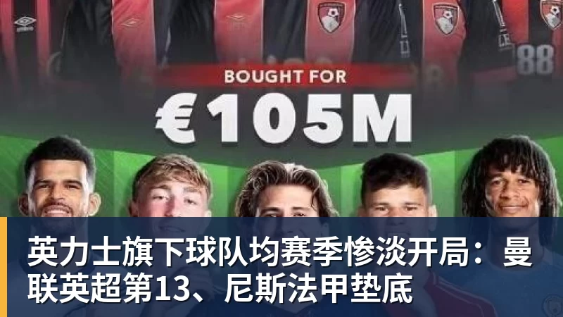 英力士旗下球队均赛季惨淡开局：曼联英超第13、尼斯法甲垫底