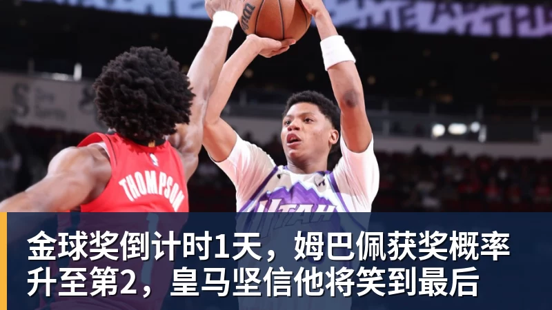 金球奖倒计时1天，姆巴佩获奖概率升至第2，皇马坚信他将笑到最后